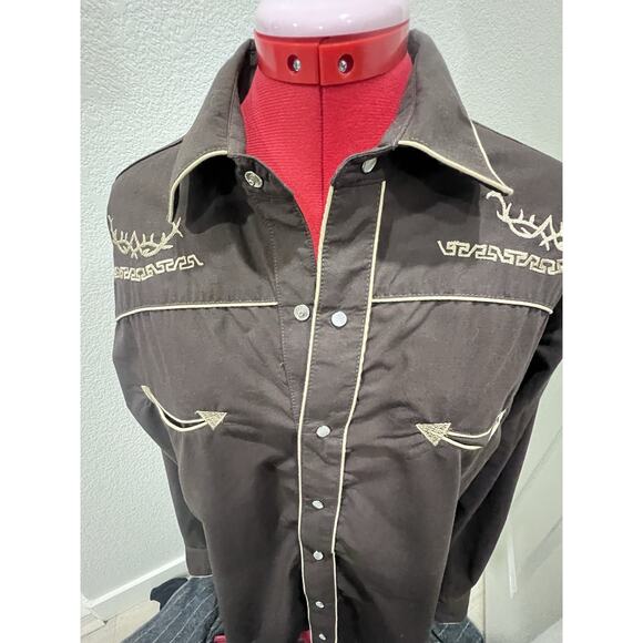 Senor De Los Cielos Brown Western Embroidered Shirt Cowboy Rodeo Long Sleeve - Picture 3 of 8